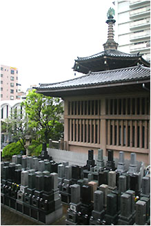 cemetery in ueno w/ price tags on available plots