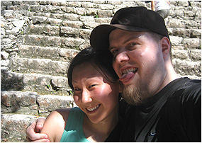 me and nick right after we climbed the nohoch mul pyramid at coba