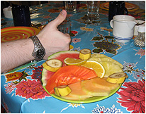 nick approves of the super fresh fruit plate as well