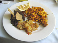 my longaniza (blood sausage) breakfast at el meson del marques